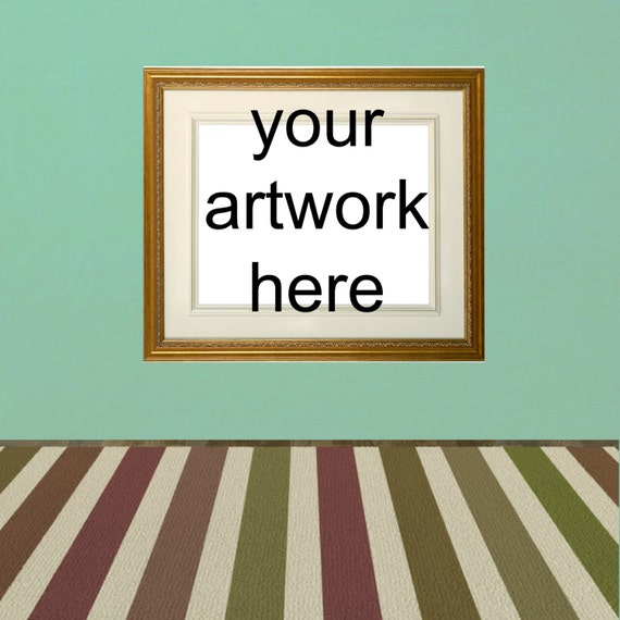 Frame Mockup Gold Frame On Green Background 19x24