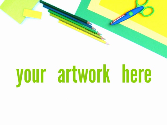 Yellow Green Work Station Desktop Mockup Stock Photography Digital