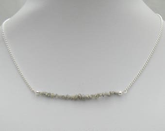 Raw Diamond Necklace, Diamond Jewelry Gift, Bar Necklace, Gemstone Necklace, April Birthstone Necklace, Dainty Necklace, Silver Necklace