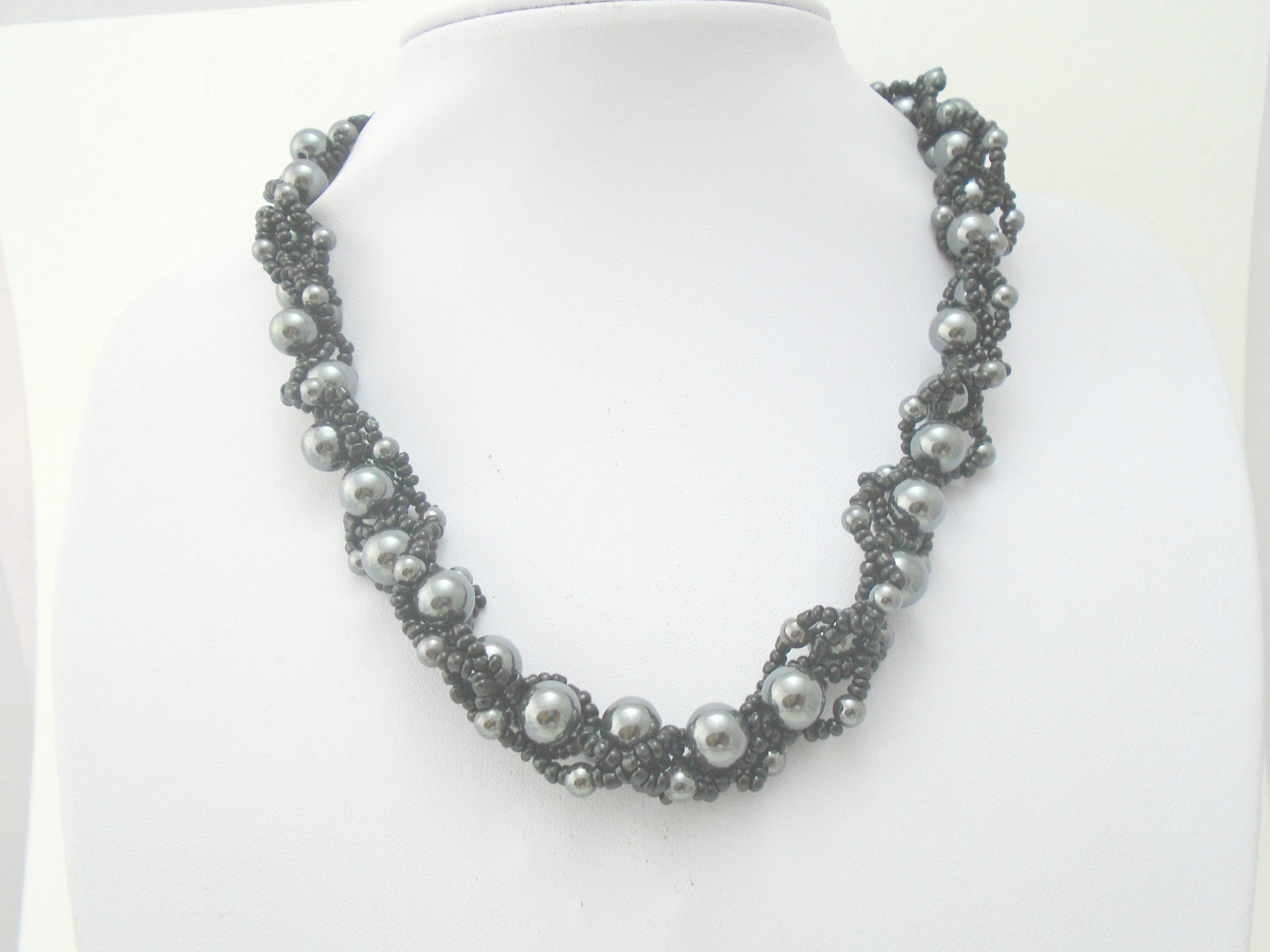 Hematite Necklace Hematite Seed Bead Necklace Hematite Bead Etsy UK