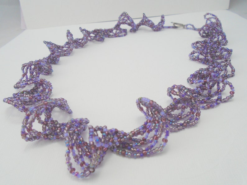 Beadwork Necklace Bead weave Necklace Gift Oglala Necklace Seed Bead Necklace Purple Necklace Beaded Statement Necklace Lace Necklace