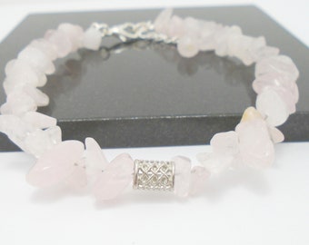 Raw Rose Quartz Bracelet, Rose Quartz Bracelet, Dainty Rose Quartz Bracelet, Raw Gemstone Bracelet, Pink Gemstone Bracelet,