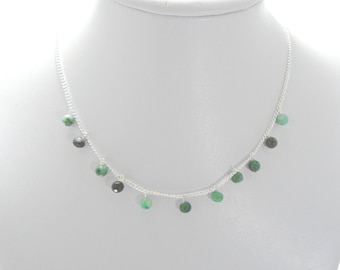 Floating Emerald Necklace, Emerald Bead Necklace, Emerald Necklace, Green Gemstone Necklace, Dainty Emerald Necklace, Birthstone Jewelry