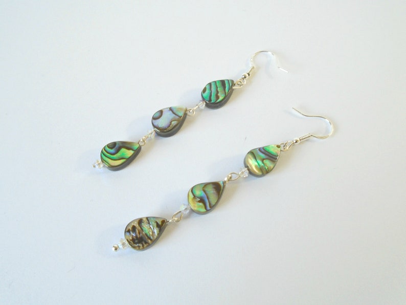 Long Abalone Drop Earrings, Sterling Silver Earrings, Abalone Shell Earrings, Gemstone Earrings, Abalone Jewellery Gift, Cute Earrings image 7