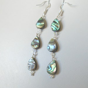 Long Abalone Drop Earrings, Sterling Silver Earrings, Abalone Shell Earrings, Gemstone Earrings, Abalone Jewellery Gift, Cute Earrings image 6