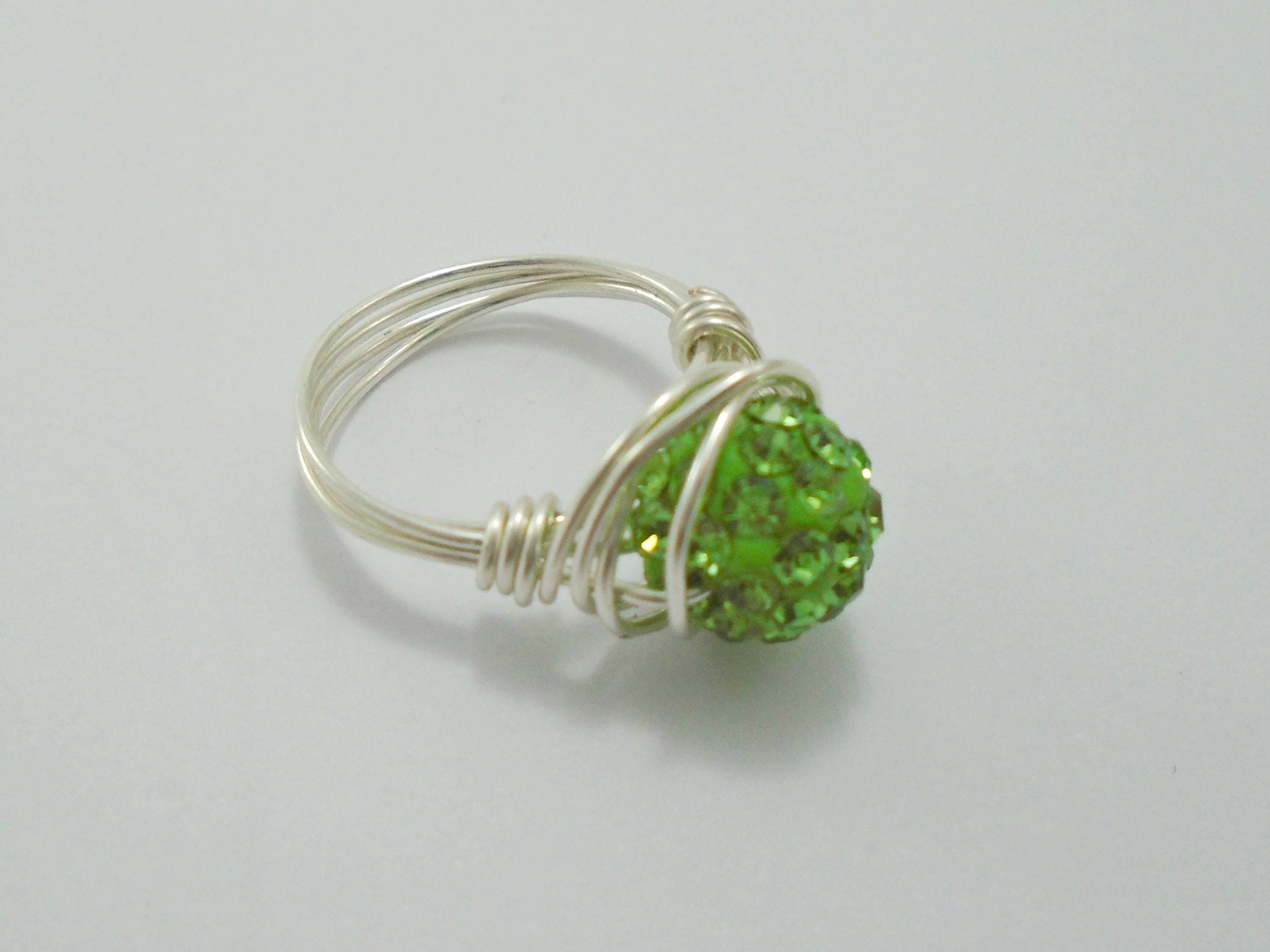 Green Crystal Ring Crystal Ring Green Ring Bling Ring - Etsy