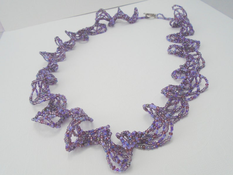Beadwork Necklace Bead weave Necklace Gift Oglala Necklace Seed Bead Necklace Purple Necklace Beaded Statement Necklace Lace Necklace