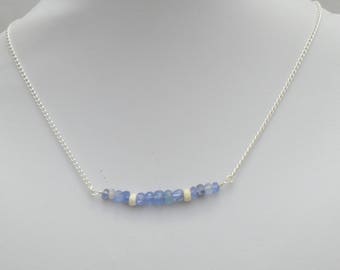 Tanzanite Bar Necklace: Sterling Silver December Birthstone Jewelry