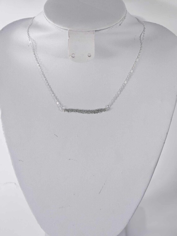 Genuine Moldavite Bar Necklace: Sterling Silver Tektite Meteorite Jewelry