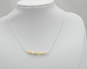 Ethiopian Opal Bar Necklace: Sterling Silver October Birthstone