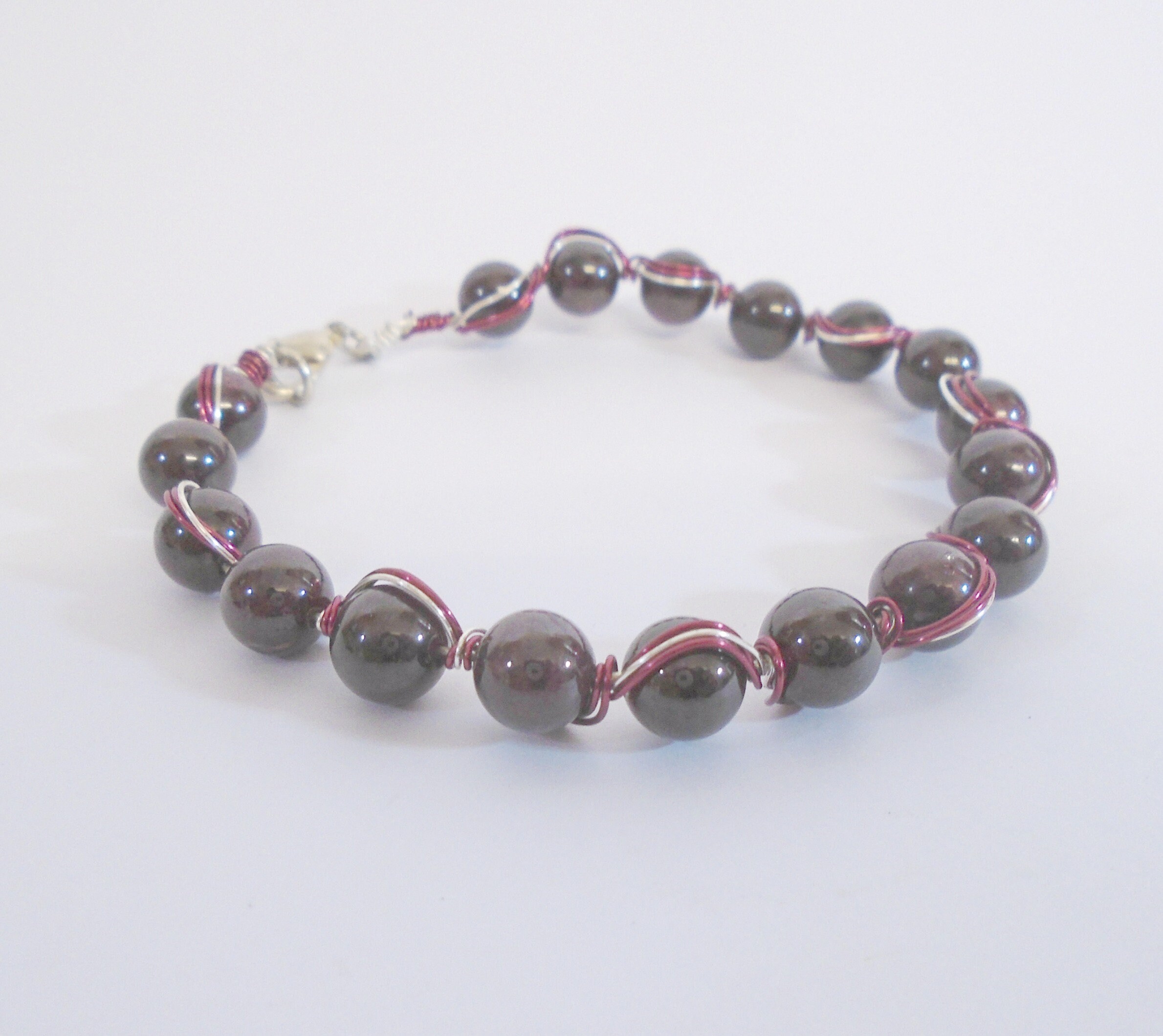 Pearls Garnet Beads Pendant Woman Bracelets
