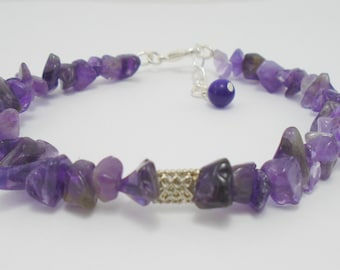 Raw Amethyst Bracelet, Amethyst Bracelet, Dainty Amethyst Bracelet, Raw Gemstone Bracelet, Purple Gemstone Bracelet, Beaded Bracelet