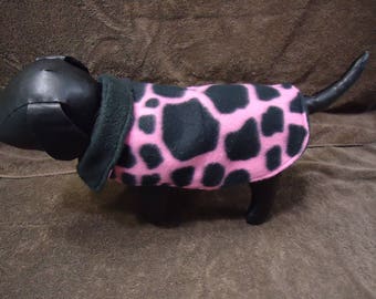 Dog Fleece Coat Pink Black Leopard Puppy Coat Fleece Coat