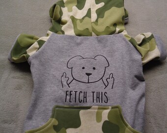 Camo Dog Hoodie: Sarcastic "Fetch This" Print - Cotton Blend