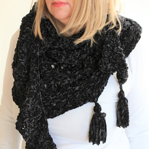 Pattern - Jules Black Velvet Scarf - Pdf Knitting Pattern - Instant Download