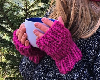 Pattern - Handwarmers - Chunky Fingerless Gloves - Pdf Pattern - Instant Download