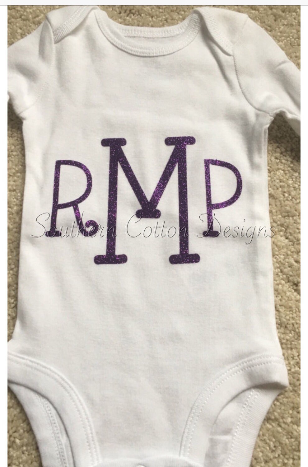 Baby Monogram Onesie White Etsy