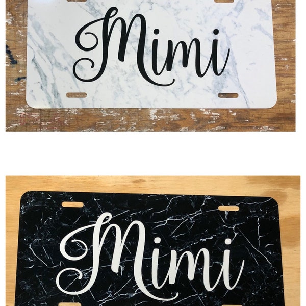 Nana license plate Marble license plate Mimi car tag grandma personalize with any name car tag keychain car coaster frame