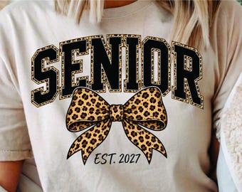 Senior 2027 PNG, Senior Leopard, Coquette Shirt PNG, Senior Class of 2027, Graduation 2027, Digital Download Only