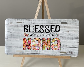 Floral Paisley Nana License Plate - Blessed Nana Car Tag