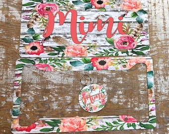Mimi license plate, personalized with ANY name, Nana, Grandma, car tag, pink, coral