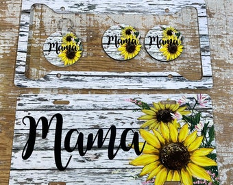 Sunflower Mama License Plate Personalized Sunflower Car Tag