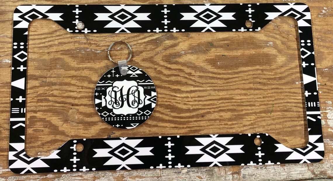 Black Aztec Monogram License Plate: Personalized Car Tag - Etsy
