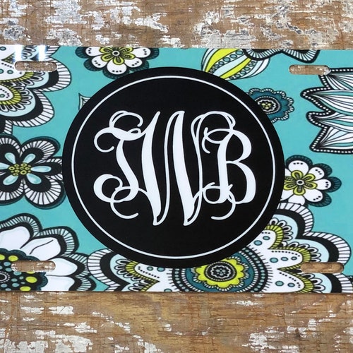 Black Paisley License Plate Monogram Car Tag New Metal Etsy