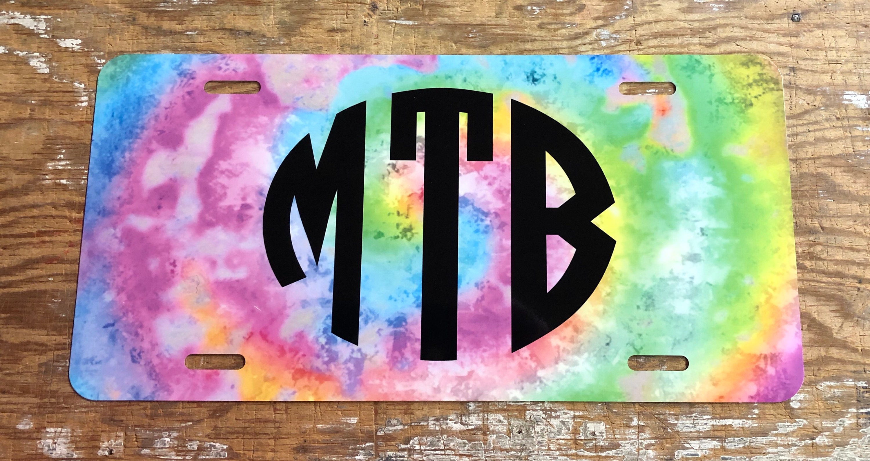 Tie Dye Monogram License Plate Personalized License Plate Tie Etsy