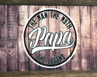Papa The Man The Myth The Legend License Plate - brown faux wood background Metal Car Tag