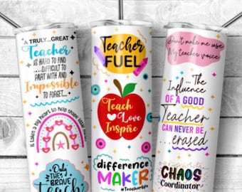 Teacher Tumbler, Stainless Steel Insulated Water Bottle, difference maker, teach love inspire, the influence of a good teacher