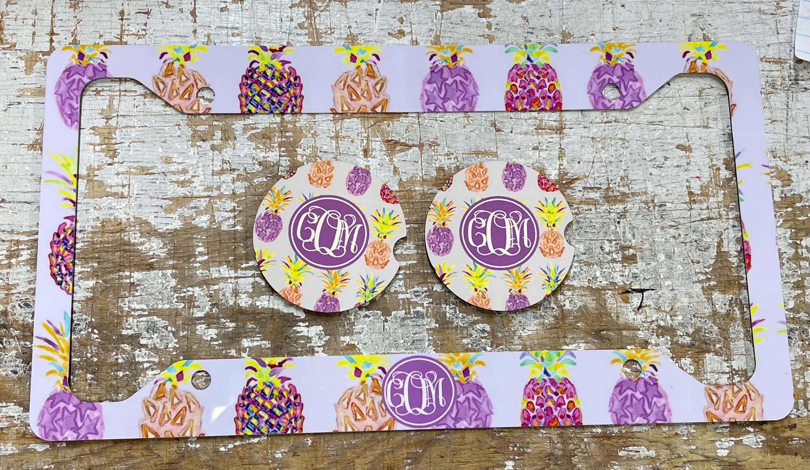 Pineapple License Plate Monogram Pineapple Car Tag Etsy