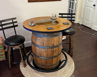 Table Top with Glass Center for Whiskey or Wine Barrel Reclaimed Rustic or Elegant Style Optional Banding (TOP ONLY) Match Your Barrel