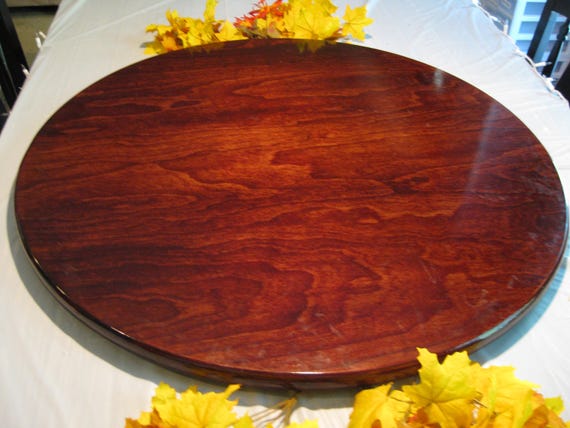 Dark Cherry Wood Lazy Susan For Dining Table up to 40" 44" 48" 50" 54" up to 60 Inch Diameter (Stained to Match Any Color)