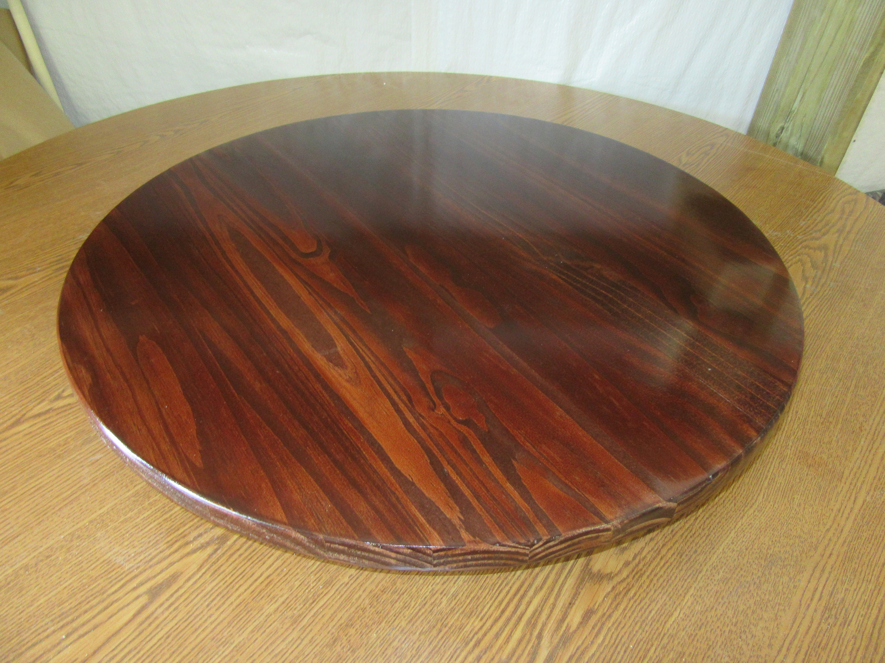 Dark Cherry Wood Lazy Susan For Dining Table up to 40 44 48 50 54 up to