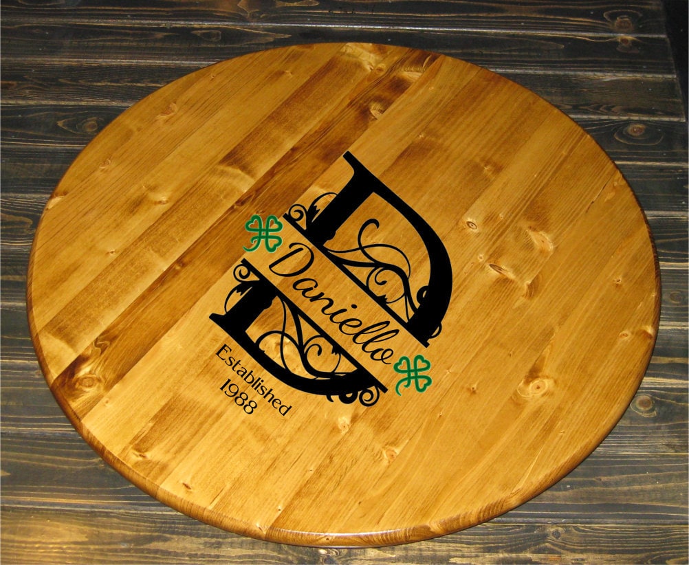 Personalized Wood Lazy Susan, Monogram, Stencil, Logo, Inscription
