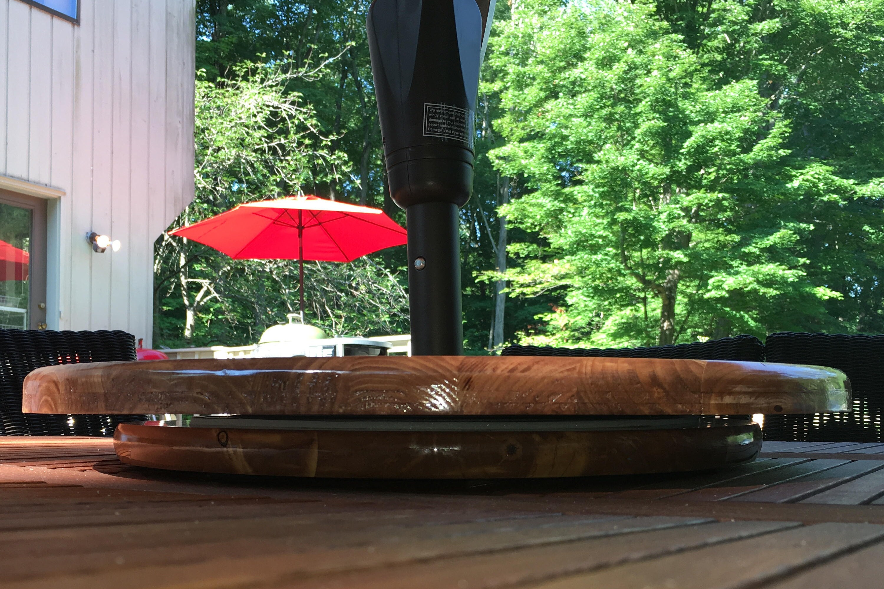 Outdoor Wood Lazy Susan for Patio Table with or Without Umbrella Hole