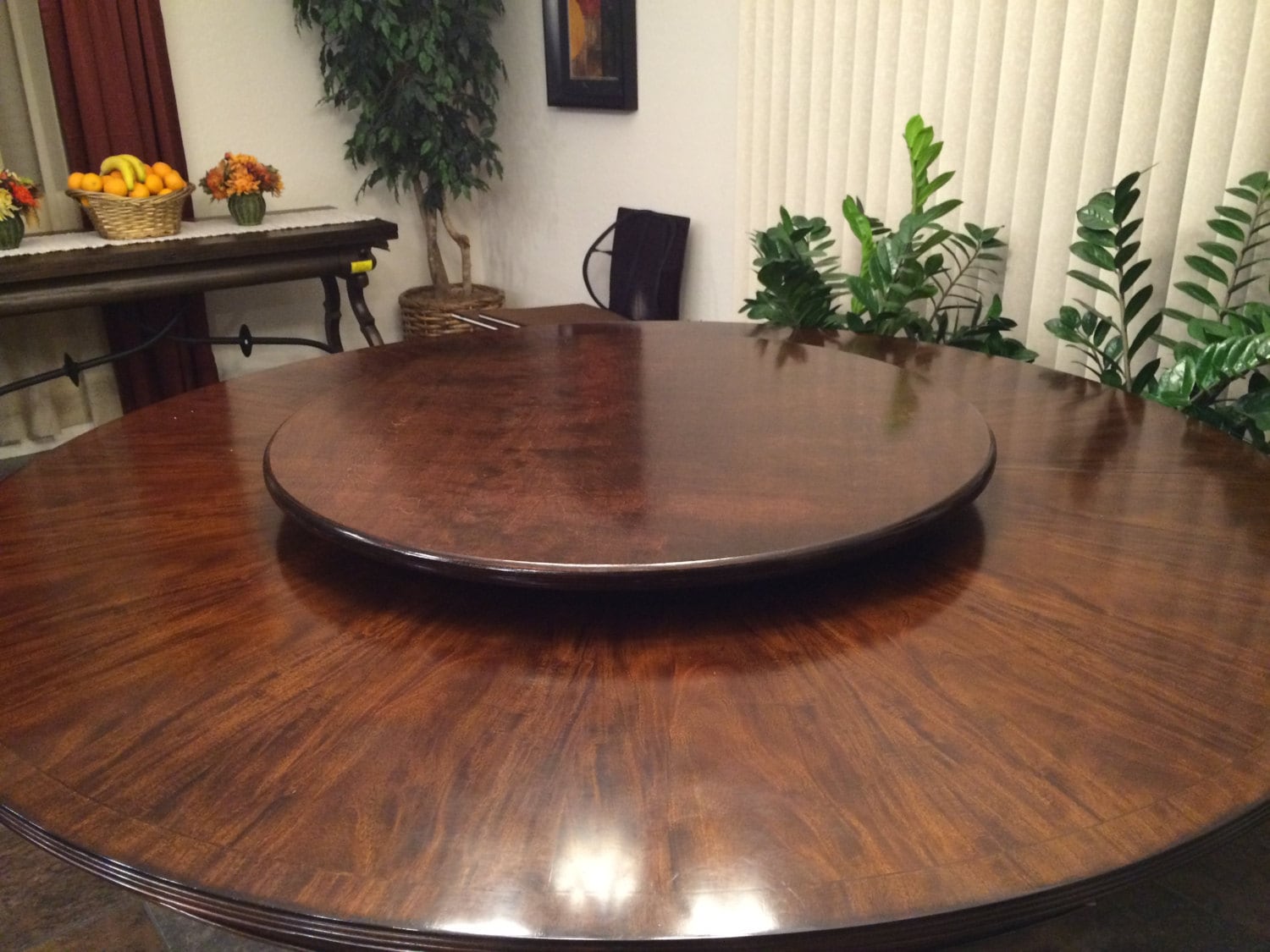 Dark Wood Lazy Susan Table Centerpiece Etsy
