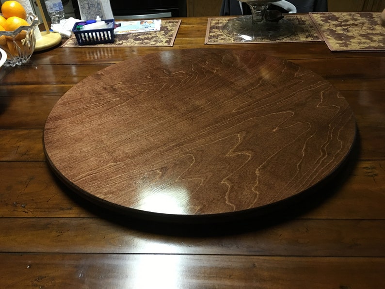 Low Profile Wood Lazy Susan For Dining Table Standard sizes 18 thru 38 and large sizes of 40, 44, 48, 50, 52, 54, 56 58, and 60 image 2