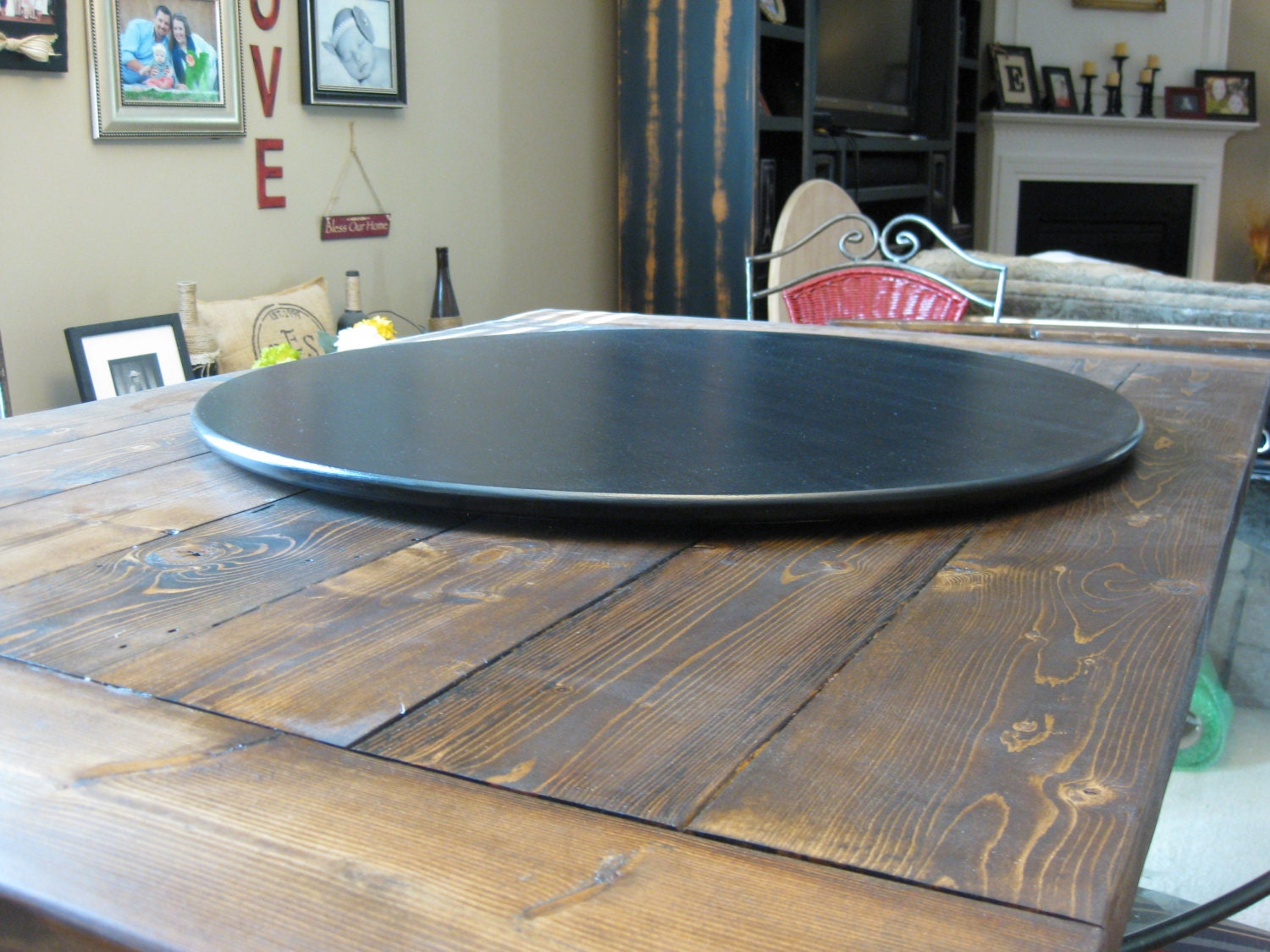 Ultra Thin Low Profile Wood Lazy Susan For Dining Table or Counter Top
