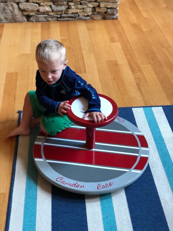 Wood Sit Spin and Grin Heavy Duty Lazy Susan Toy Sanded Unfinished,  Vestibular Stimulation Activity 