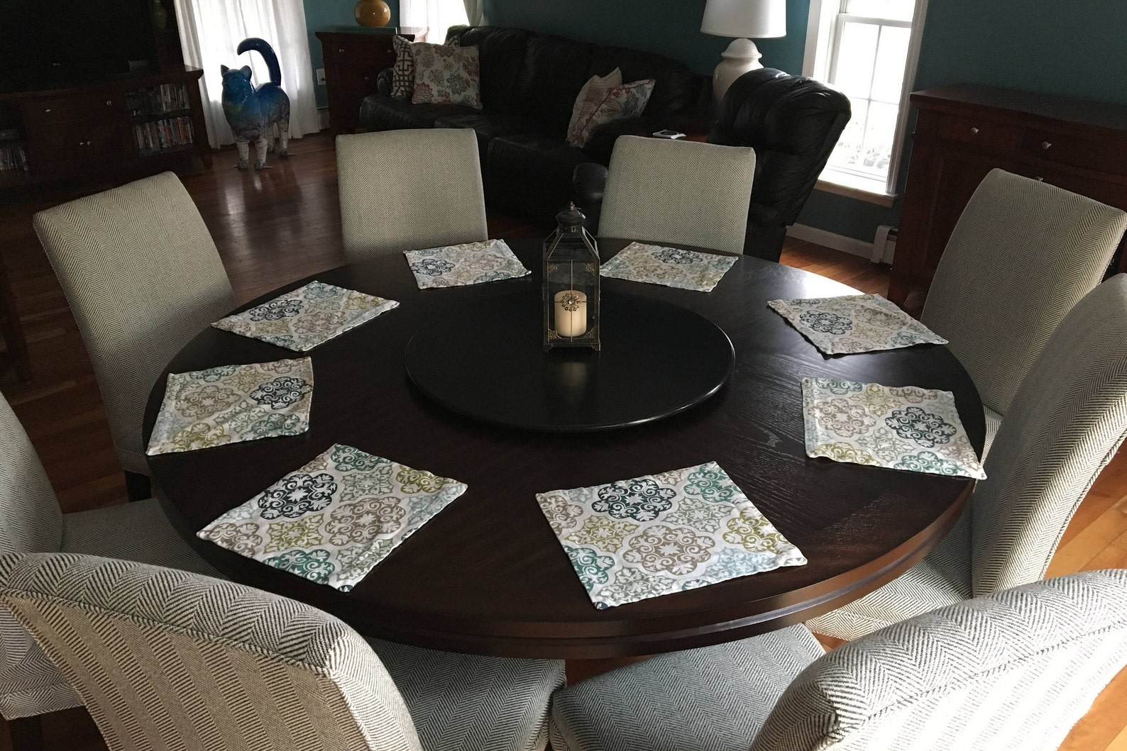 Black Wood Lazy Susan Table Centerpiece Painted or Ebony Stain Etsy