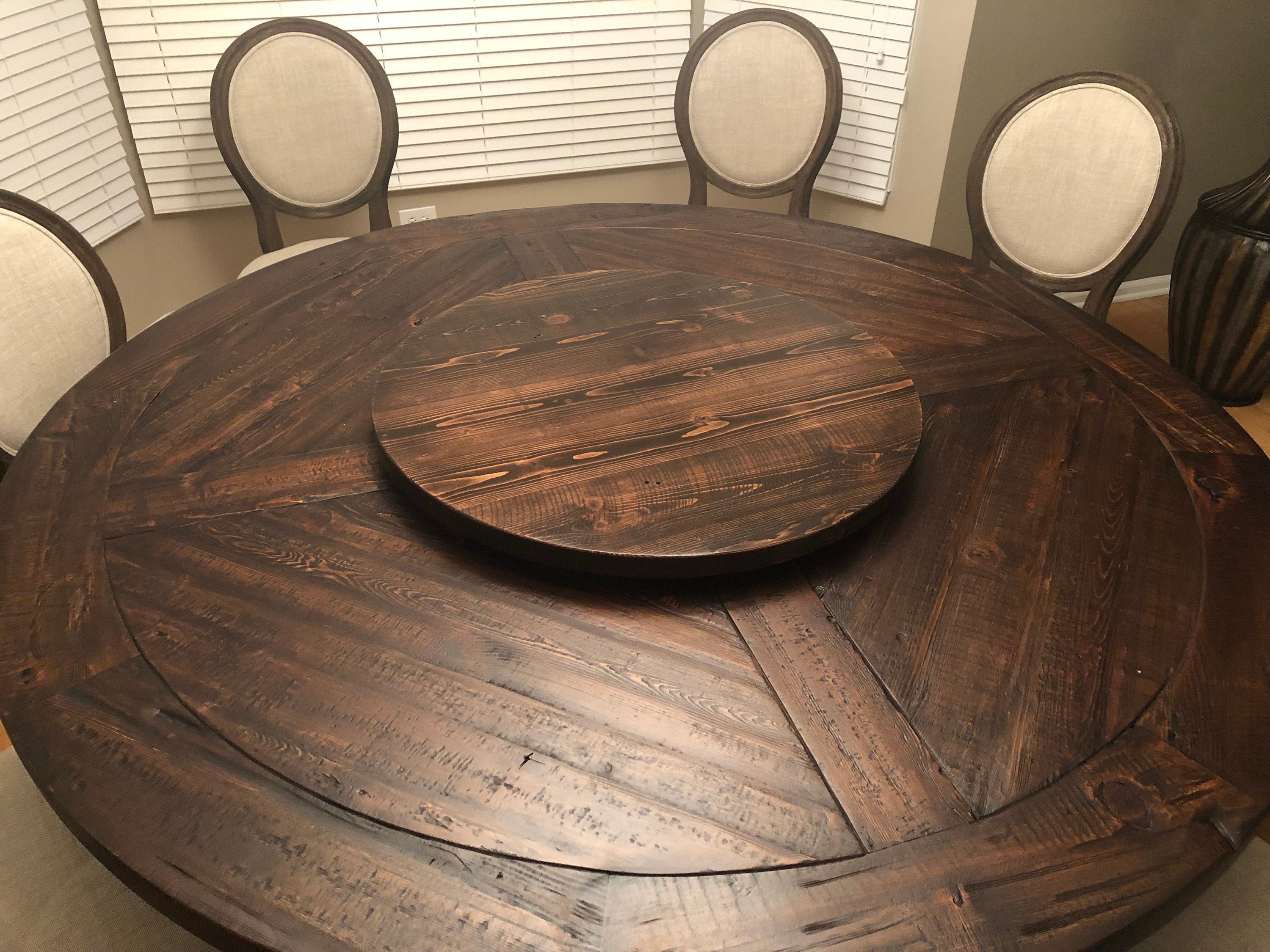 Wood Lazy Susan To Match Any Table Stain or Color, Distressing, Style