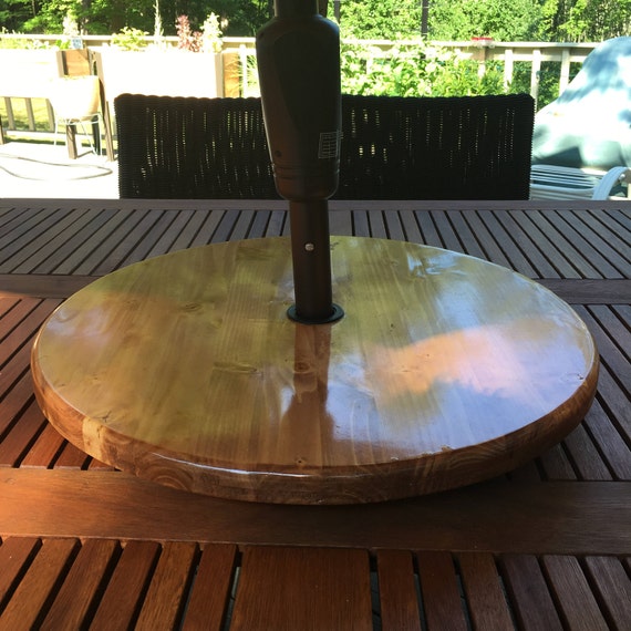 Outdoor Wood Lazy Susan for Patio Table with or Without Umbrella Hole