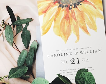 Watercolor Flowers Wedding Invitation/Printable Floral Bridal Shower Invite/Wedding Invitation Download/Wedding Template/Suite/Sunflower