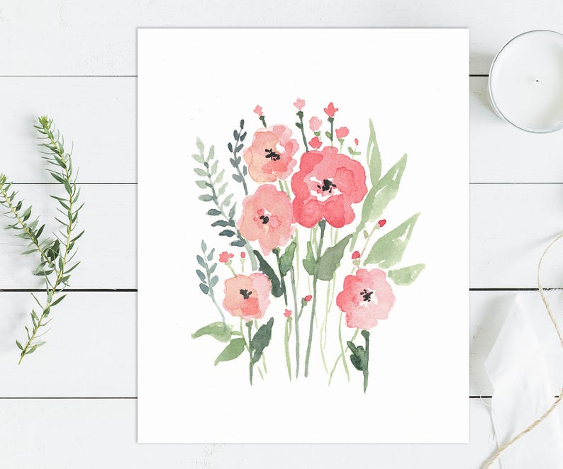 Printable Baby Girl Nursery Set/watercolor Floral Nursery Wall Art ...
