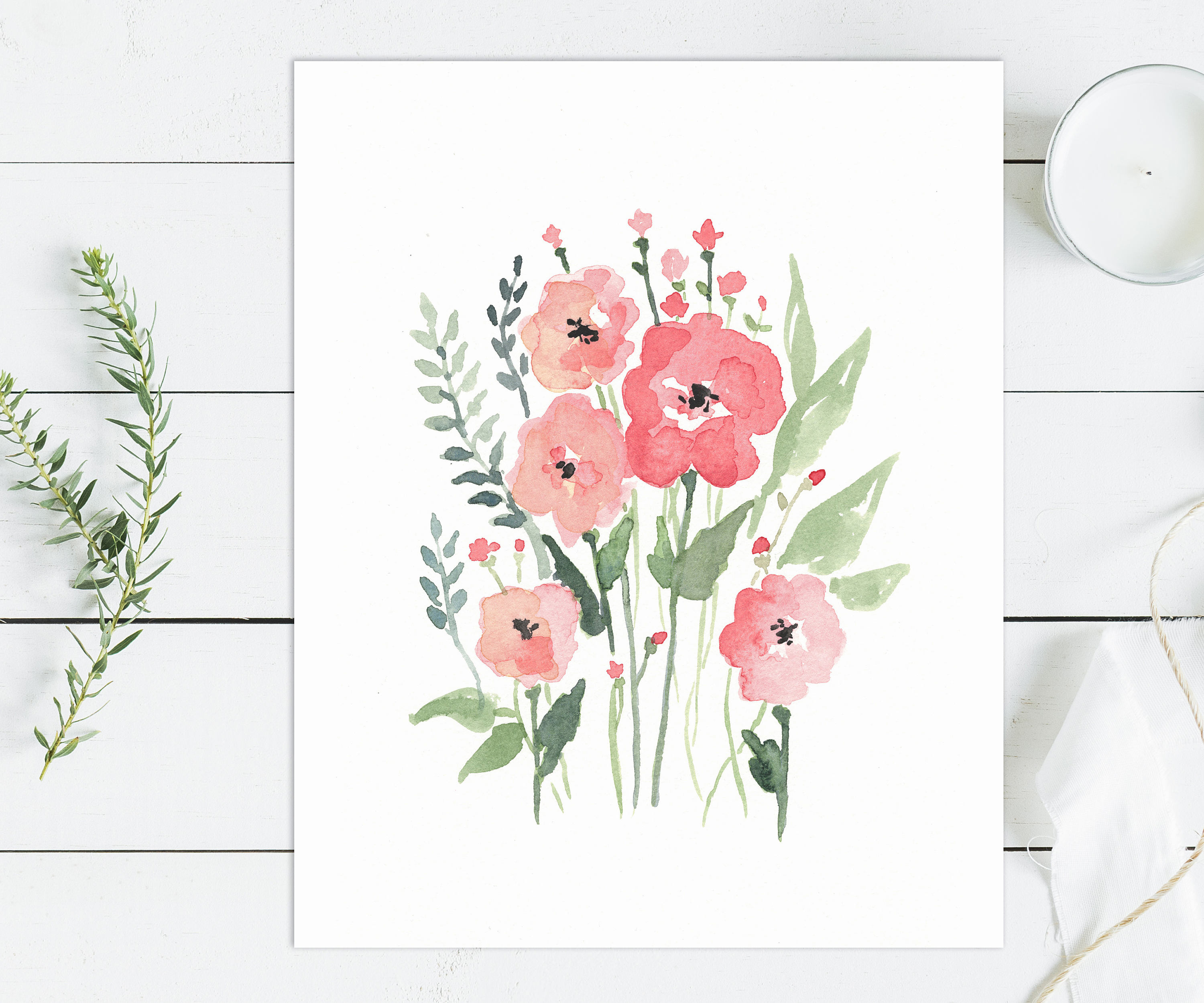 Printable Baby Girl Nursery Set/watercolor Floral Nursery Wall Art ...