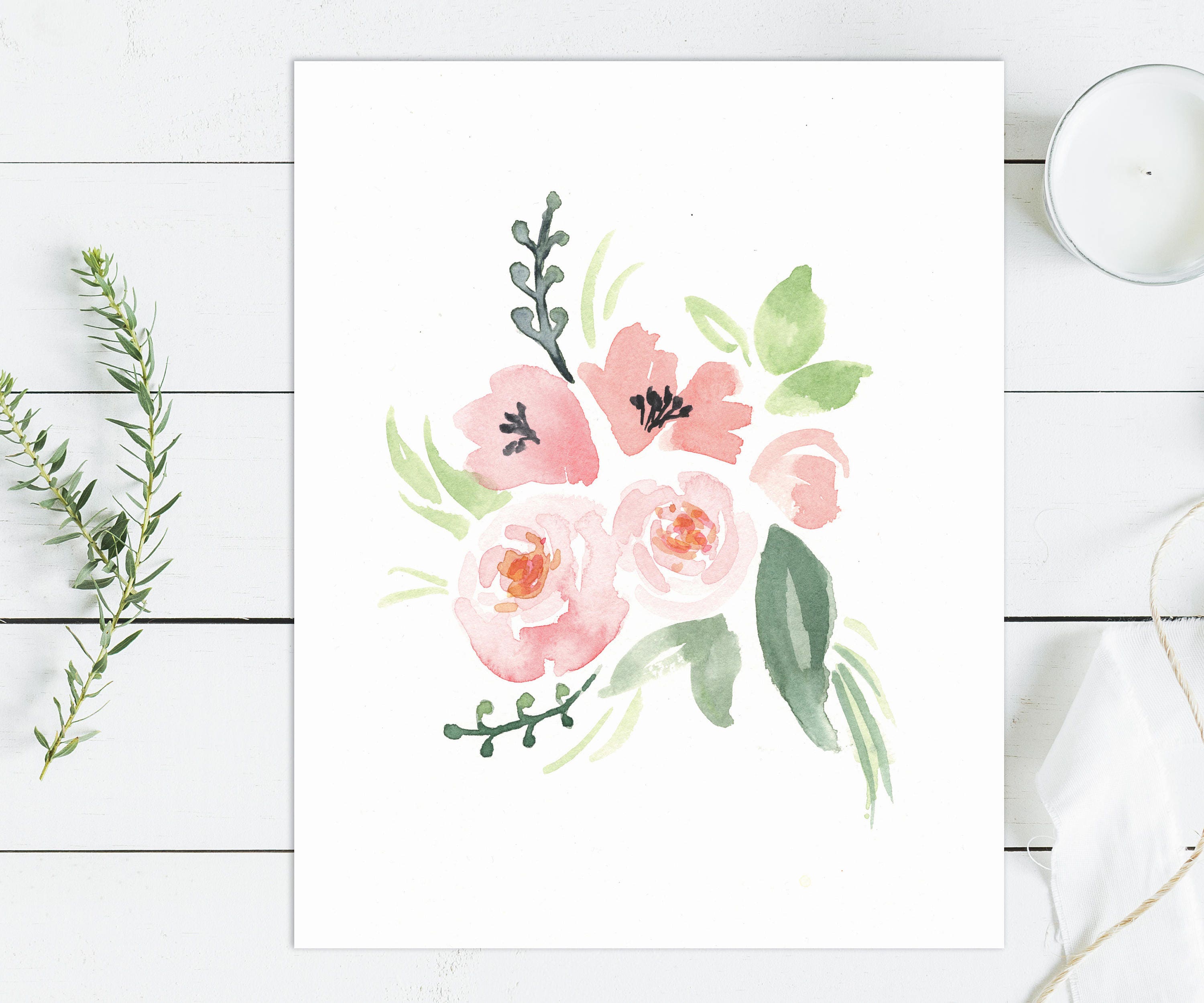 Printable Baby Girl Nursery Set/watercolor Floral Nursery Wall Art ...