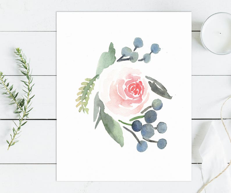 Printable Baby Girl Nursery Set/Watercolor Floral Nursery Wall Art/Floral Nursery Art Set/Watercolor Flower Wall Art/Girl's Room/Pink/Green image 4