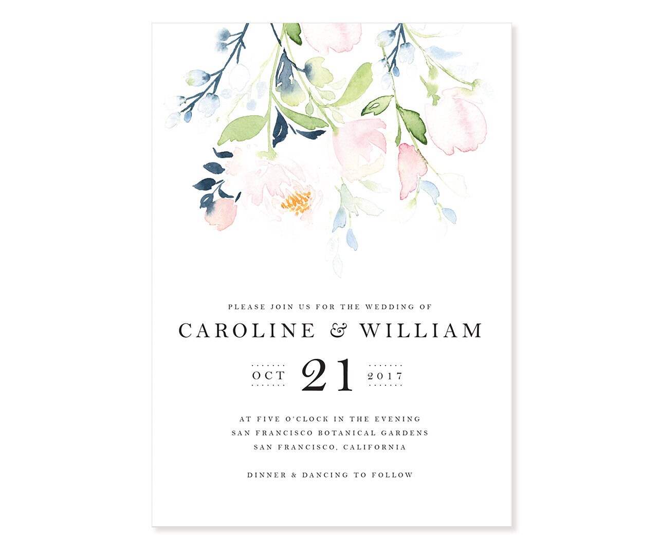 Watercolor Flowers Wedding Invitation/printable Floral Bridal Etsy